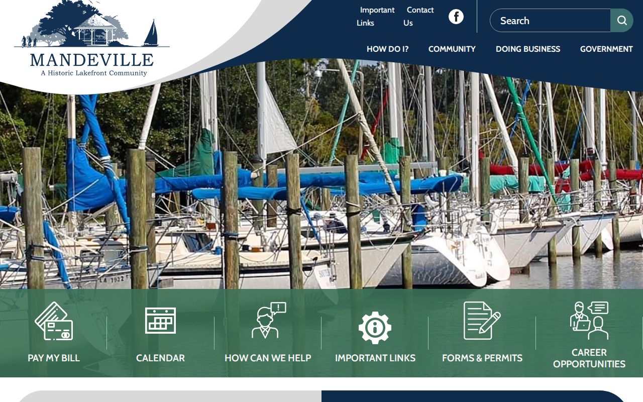 Mandeville City Hall shown on the official city website