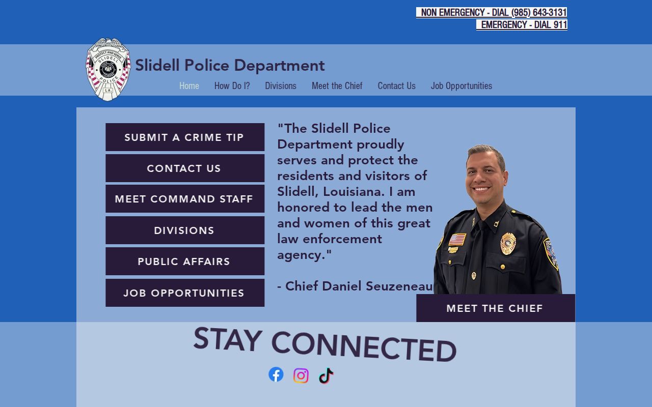 Slidell Police Department building shown on its official website