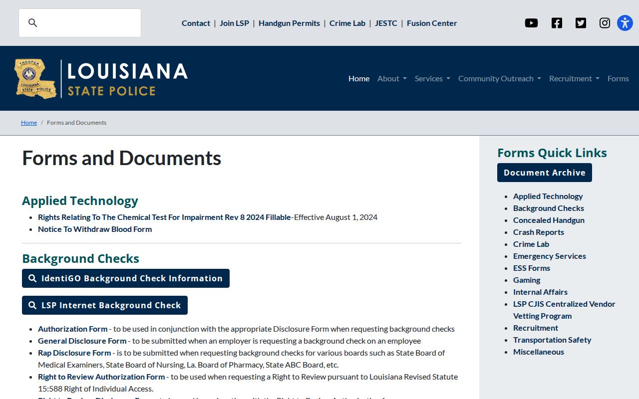 St. Tammany Parish criminal court case research with Louisiana fingerprint forms