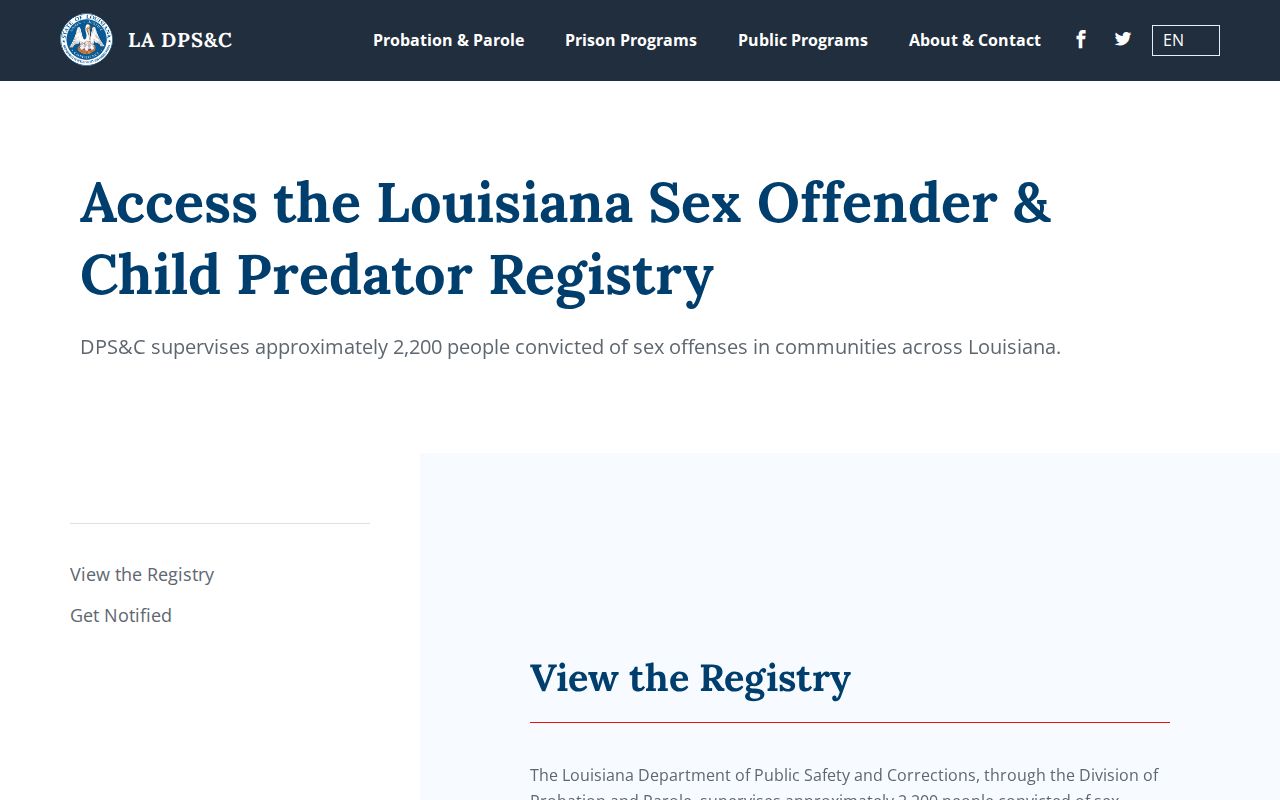 St. Tammany Parish sex offender check through Louisiana DPS and Corrections