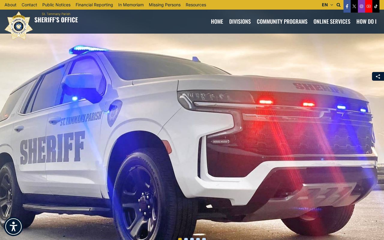 St. Tammany Parish criminal history routes on the Sheriff official site
